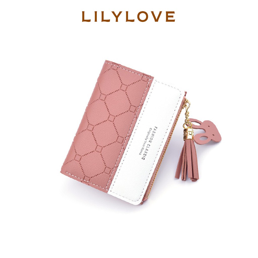 Ví nữ mini dễ thương ngắn cầm tay nhiều ngăn nhỏ gọn bỏ túi thời trang cao cấp LILYLOVE C-1092