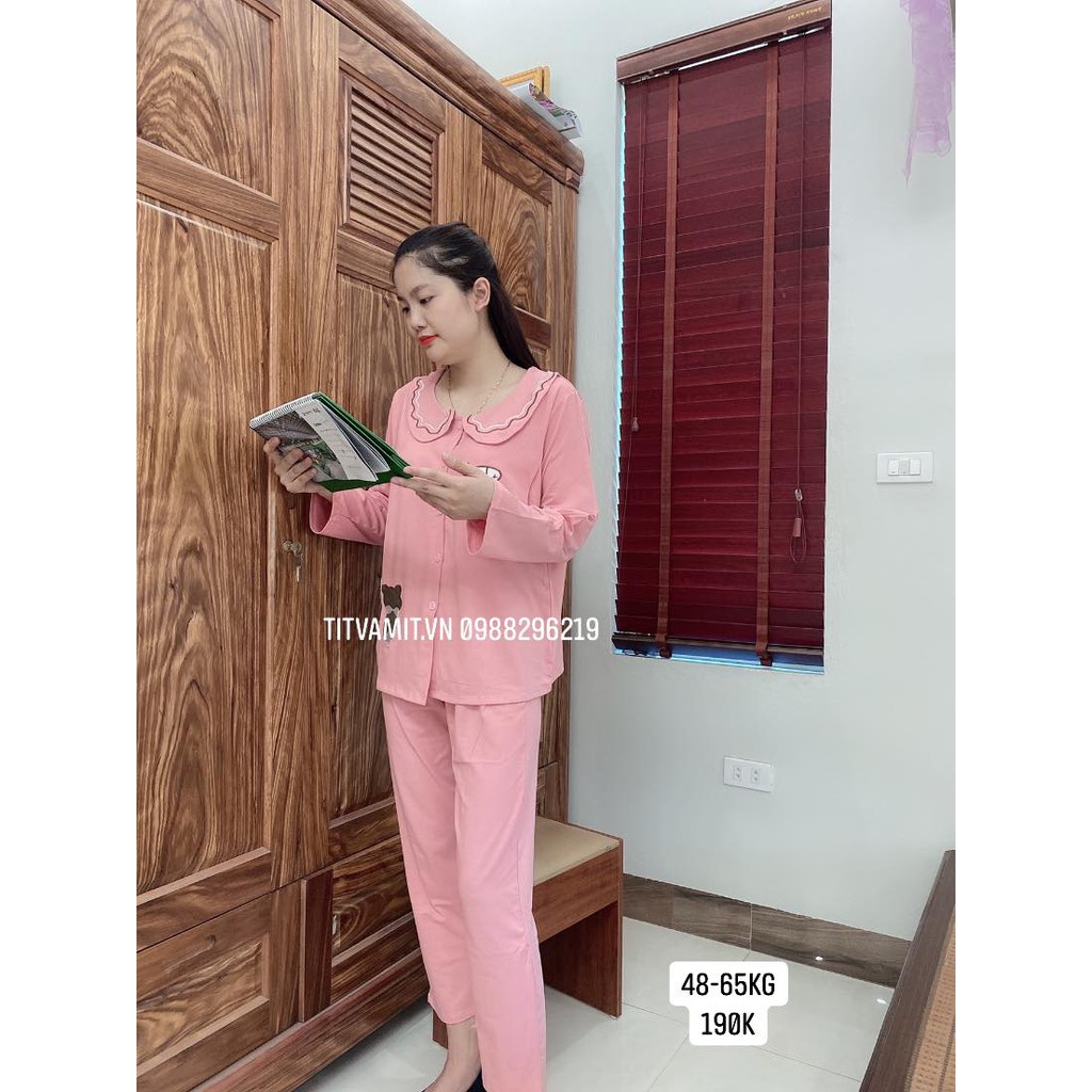 [Quần chỉnh chun] Bộ bầu sau sinh cotton loại đẹp 2in1 cúc giữa, Bộ sau sinh cotton mùa hè cho mẹ