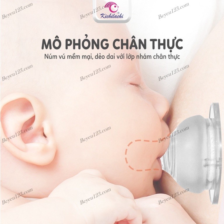 1 Núm ti Silicone mềm Cổ hẹp Kichilachi - Phụ kiện cho bình sữa Tiêu chuẩn Kichi / GB Baby
