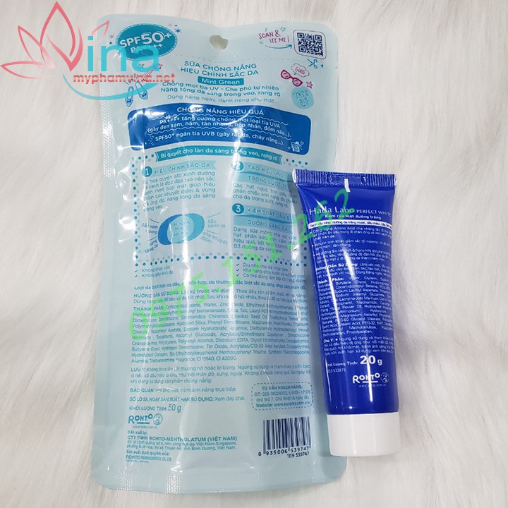 Kem chống nắng Sunplay Skin Aqua Mint Green Tone Up UV Milk hiệu chỉnh sắc da SPF50+, PA++++ 50ml (màu xanh)
