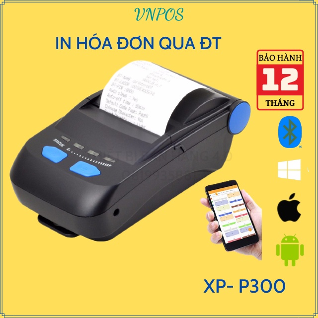 [NHẬP MÃ THIE9 GIẢM 8%]Máy in hóa đơn cầm tay mini Xprinter P300, In bill kết nối Bluetooth từ điên thoại Iphone, Androi