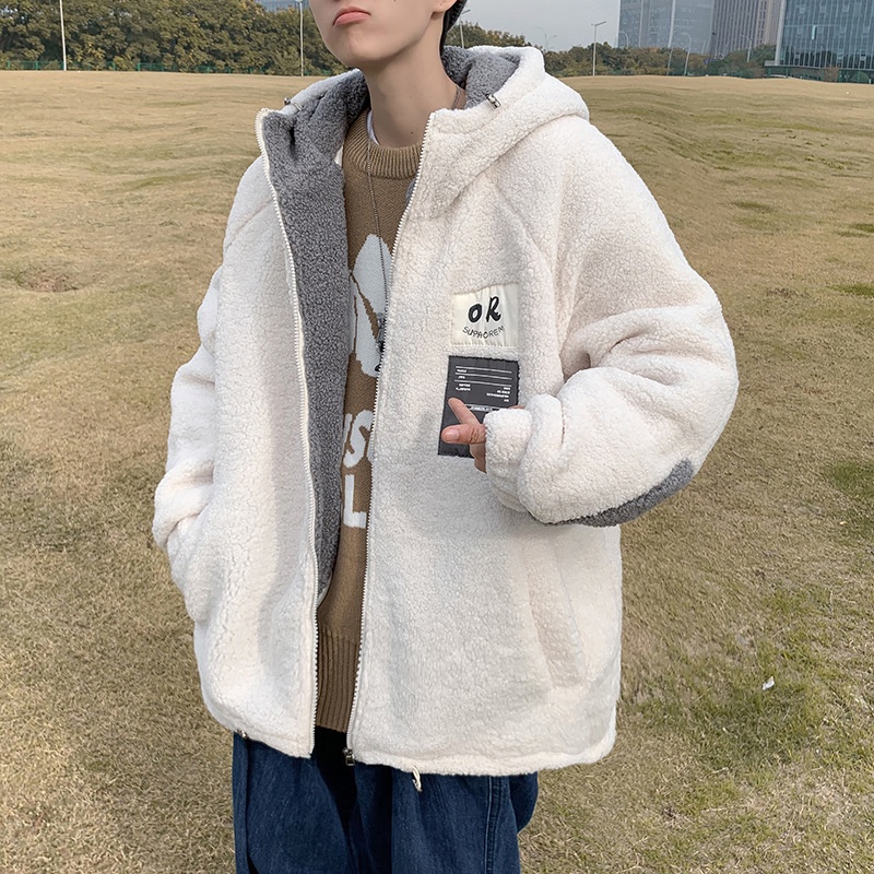 Áo khoác IELGY có mũ trùm đầu lót cotton lông cừu phong cách Hong Kong thời trang dành cho nam