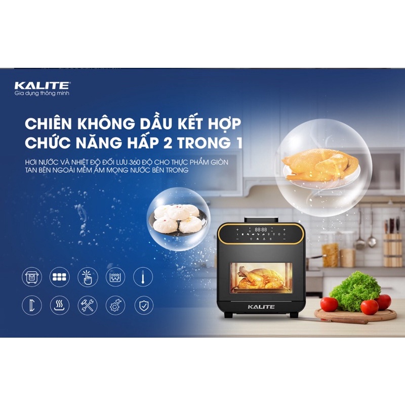 NỒI CHIÊN HƠI NƯỚC KALITE STEAM PRO CHIÊN NƯỚNG KẾT HỢP HƠI NƯỚC 2 TRONG 1 DUNG TÍCH 15L SIÊU HOT