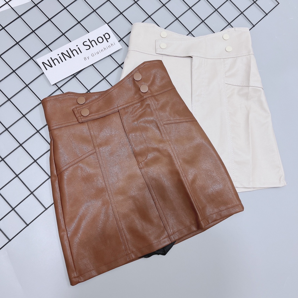 Chân váy da mềm dáng ôm đẹp, Chân váy dáng A cạp cao CV8816 - NhiNhi Shop