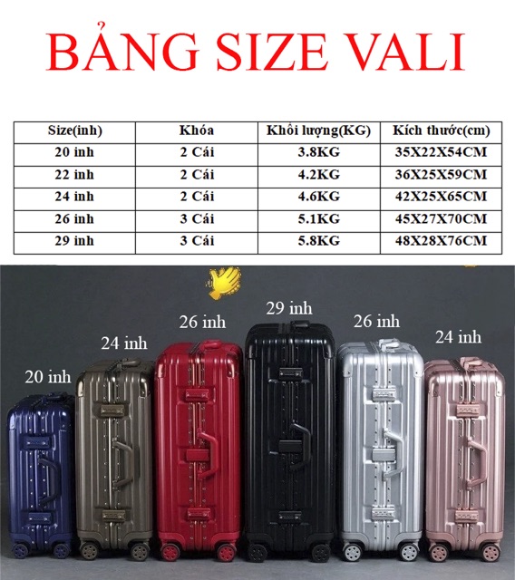 Vali Khung Nhôm Khoá Sập Vỏ sần chống xước Lót xanh (Size 24)