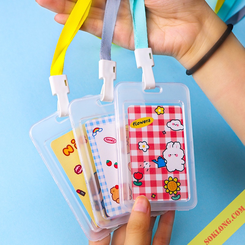 Dây đeo thẻ trong suốt K63 bao đựng thẻ cute card holder đựng thẻ sinh viên học sinh, thẻ bus dễ thương