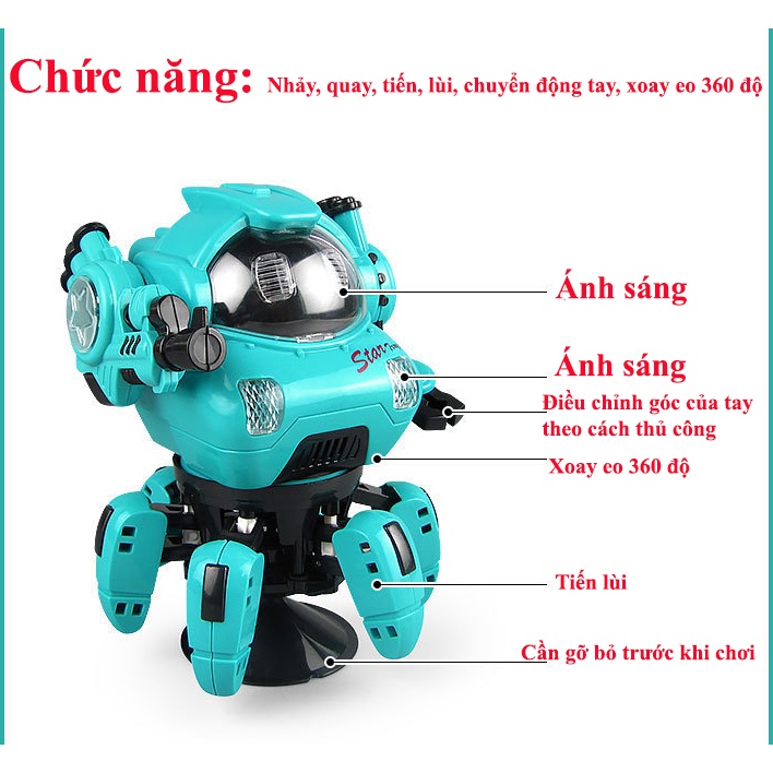 Đồ Chơi Trẻ Em Robot Dancer Nhảy Múa phát sáng Cho Bé Trai, Bé Gái,Có Đèn Có Nhạc Giả Trí Vui Nhộn