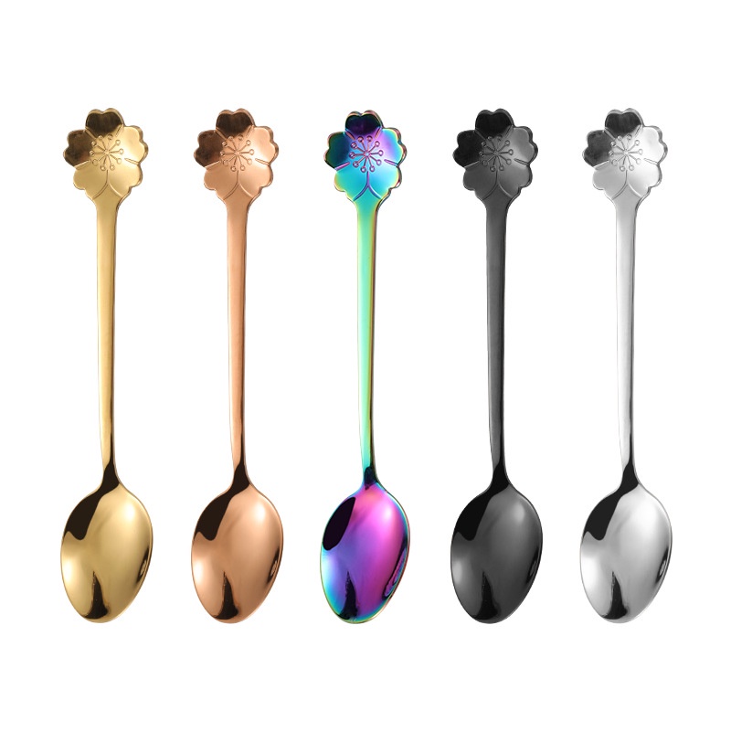 Muỗng Cà Phê Bằng Thép Không Gỉ Hình Hoa Anh Đào