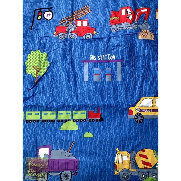 Vải cotton họa tiết xe ô tô may ga trải giường cho bé trai bé gái cực xinh