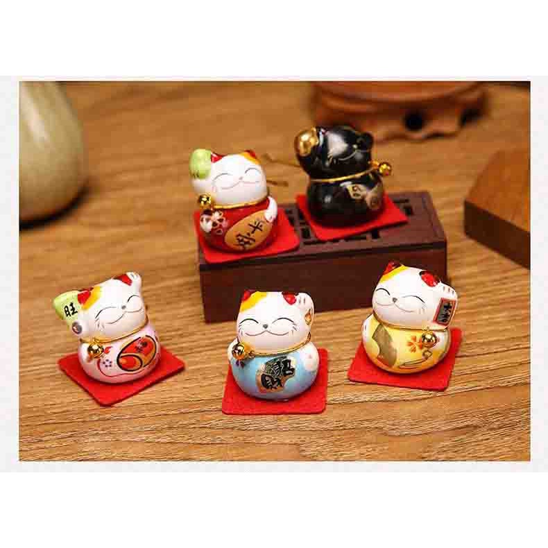 (hàng sẳn TP.HCM) Bộ kệ nhựa hình cây trưng bày Mèo thần tài sứ, trang trí bàn làm việc, quà tặng mừng khai trương.