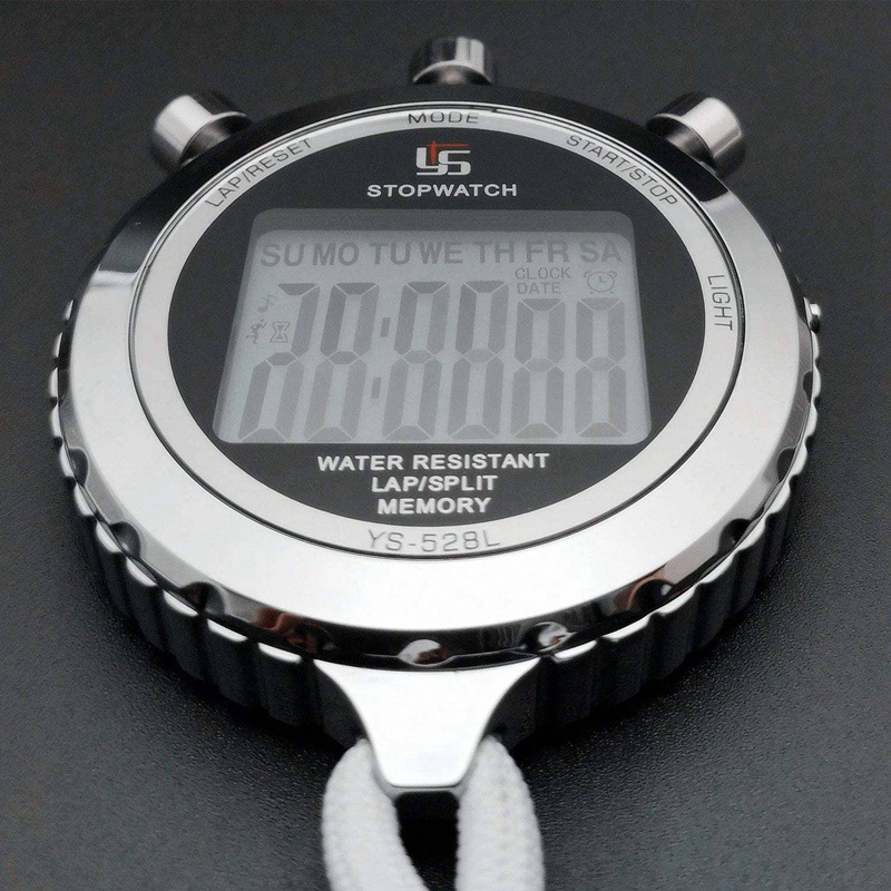 Đồng Hồ Bấm Giờ Kỹ Thuật Số 2 Lap Stopwatch Bằng Kim Loại Có Đèn Nền