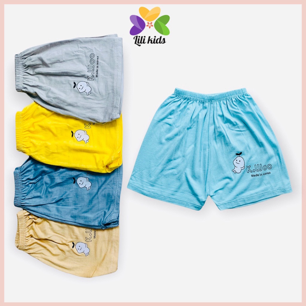 Quần đùi LILIKIDS cho bé trai bé gái màu xanh chất thun lạnh cho bé từ 5 đến 16kg