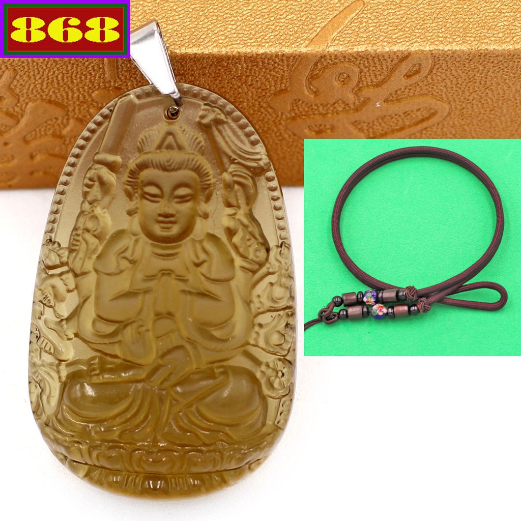 Mặt dây chuyền Phật Thiên thủ thiên nhãn đá Obsidian 5 cm MTROBN8 - Hộ mệnh tuổi Tý