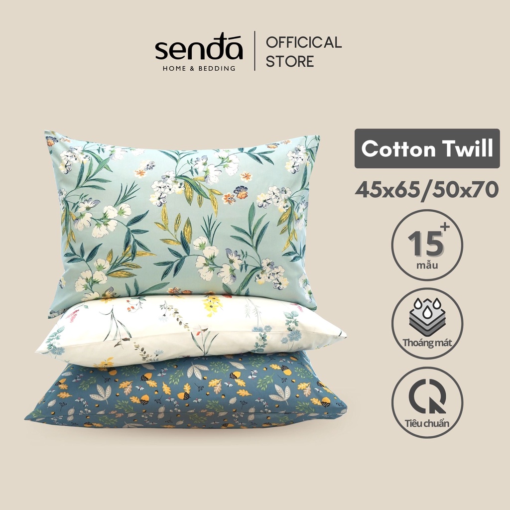 Vỏ gối Cotton thô lụa 50x70 45x65 cm Sen Đá Home Bedding họa tiết hoa, áo gối nằm cao cấp 100% cotton Twill 40s