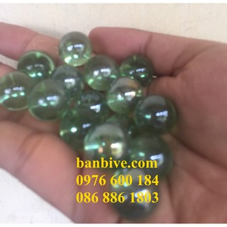 Bi ve - bộ viên bi thủy tinh màu xanh lá non pha lê 16mm bộ 10 viên