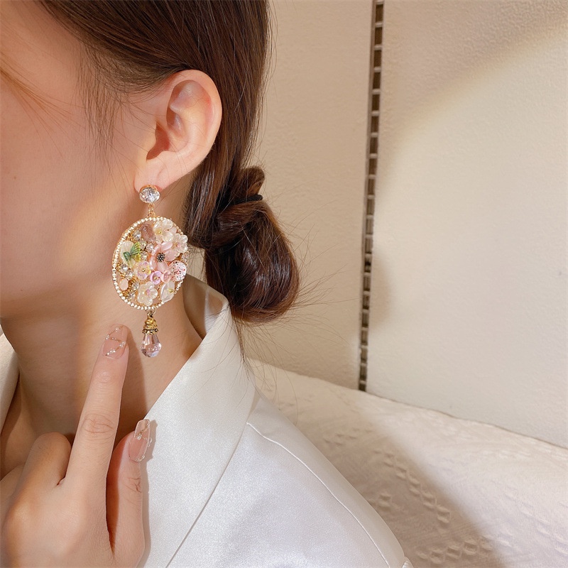 Bông Tai Mạ Bạc 925 Hình Hoa Sang Trọng Phong Cách Bohemian