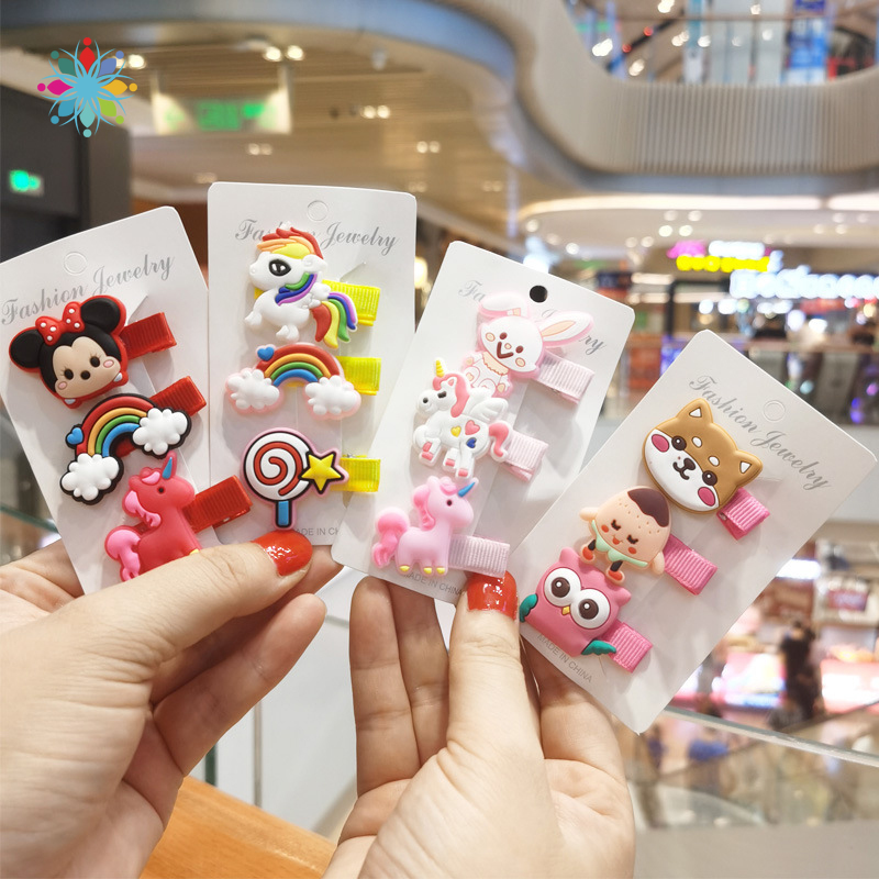Set 3 Kẹp Tóc Hoạt Hình Đáng Yêu Cho Bé