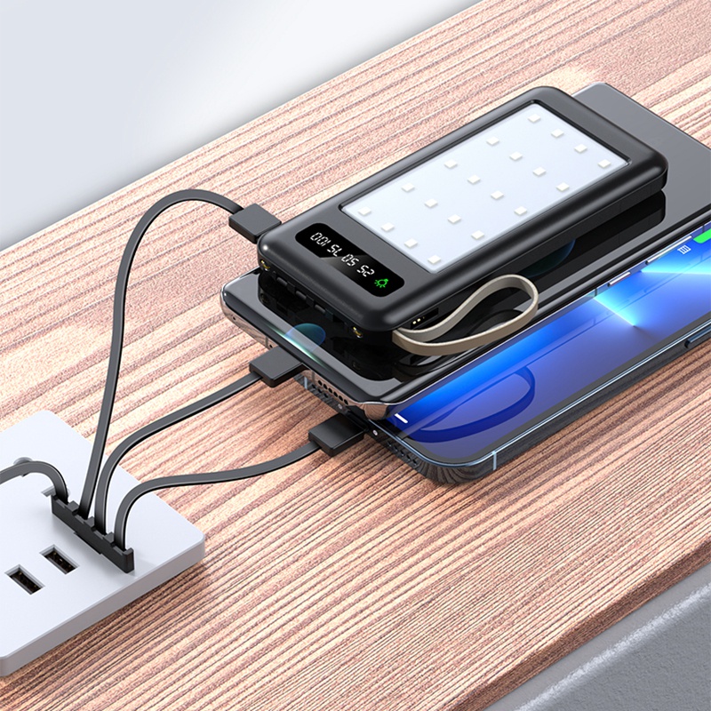 Sạc Dự Phòng YM520 20000mAh 3 Đầu Ra Micro USB Có Dây Cáp Dữ Liệu Cho táo Ty