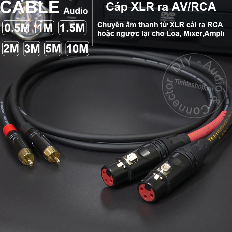 Cặp dây canon cái sang hoa sen DIY dài 0.5M đến 5M - XLR female to RCA cable