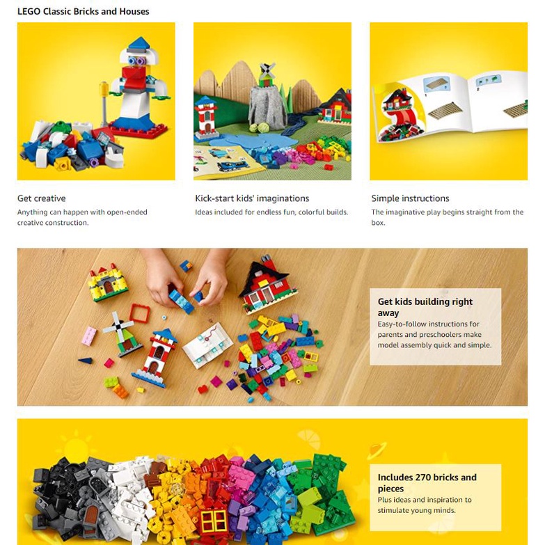 Đồ chơi Lego LEGO Classic Bricks and Houses 11008 Kids’ Building Toy Starter Set with Fun Builds