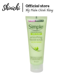 Tẩy tế bào chết cho da nhạy cảm Simple Kind To Skin Soothing Facial Scrub 75ml (Shinichi_Cosmetic117)