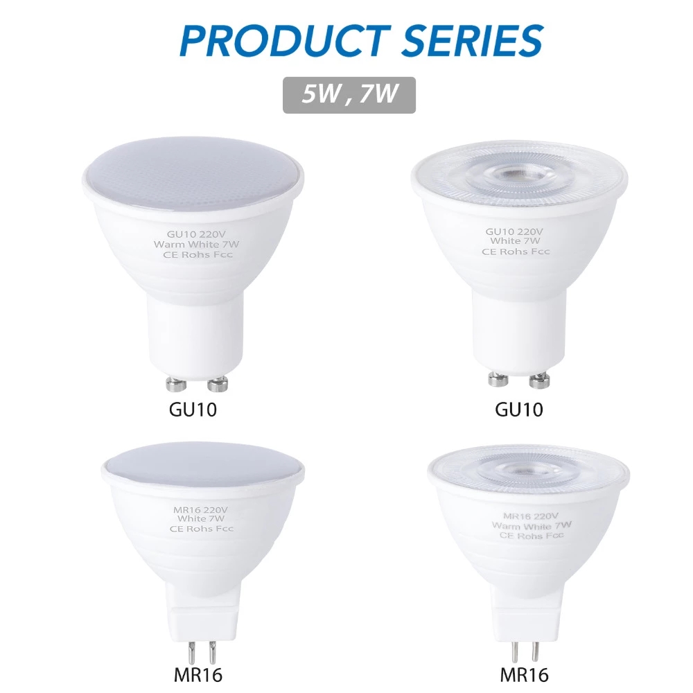 Bóng Đèn Led Gu10 5w E14 220v Mr16 7wada Gu5.3 10 Ampoule