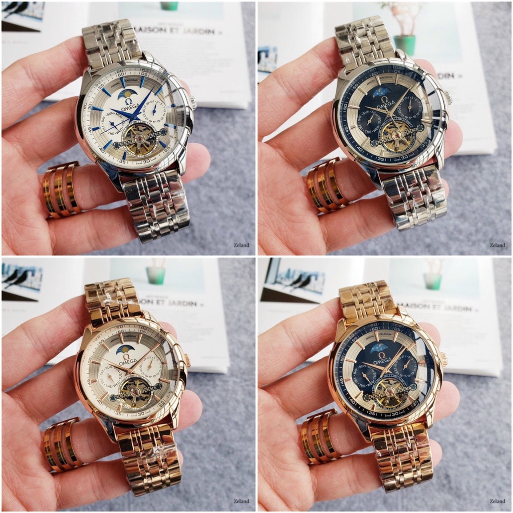 Đồng Hồ Nam Thời Trang Skeleton Automatic OM - Dây Thép - Size 42mm