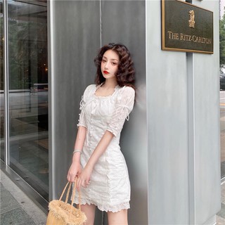 Đầm xô ren trắng body