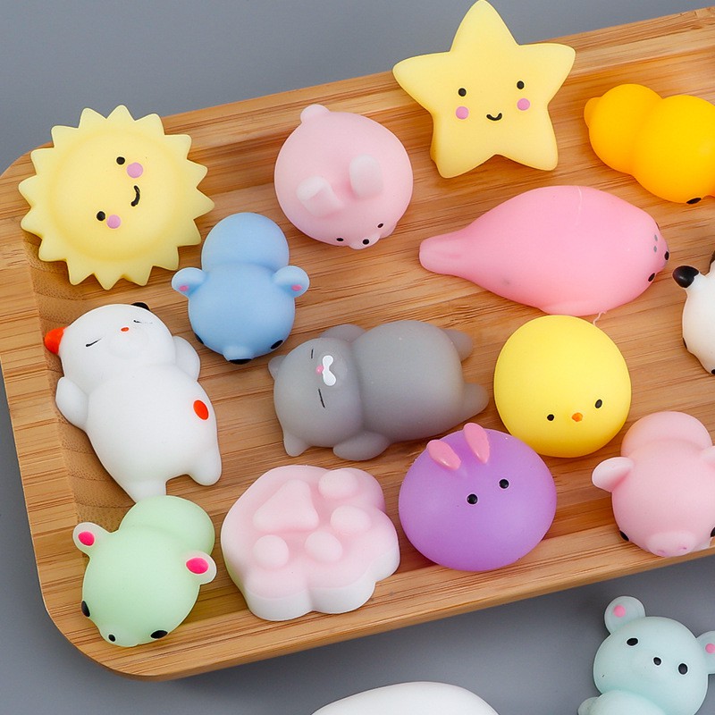 Squishy Mochi Thú Dẻo Bộ đồ decor phụ kiện trang trí chụp ảnh sinh nhật, bàn học, bàn làm việc, bóp giảm stress