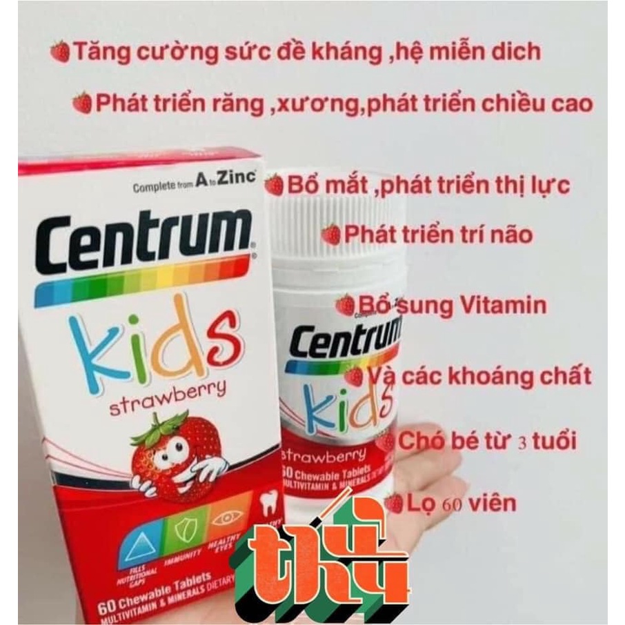 Centrum kids dạng viên ngậm 60 viên - Xuất xứ Úc