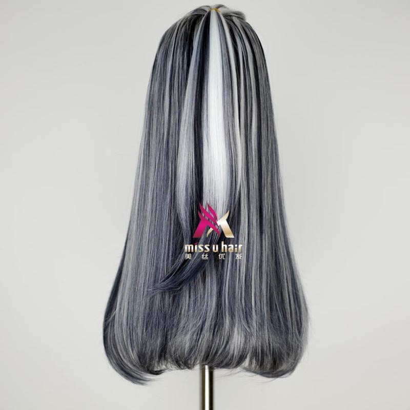 Wig/Tóc giả cosplay mix màu trắng đen/ wig Rin love live/ wig Rin vocaloid