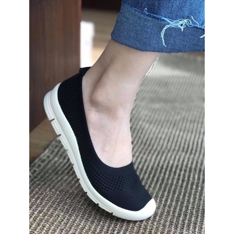 Giày bệt nữ chun đế cao su Slipon lười vải siêu êm (2 kiểu,hàng cao cấp fullbox)