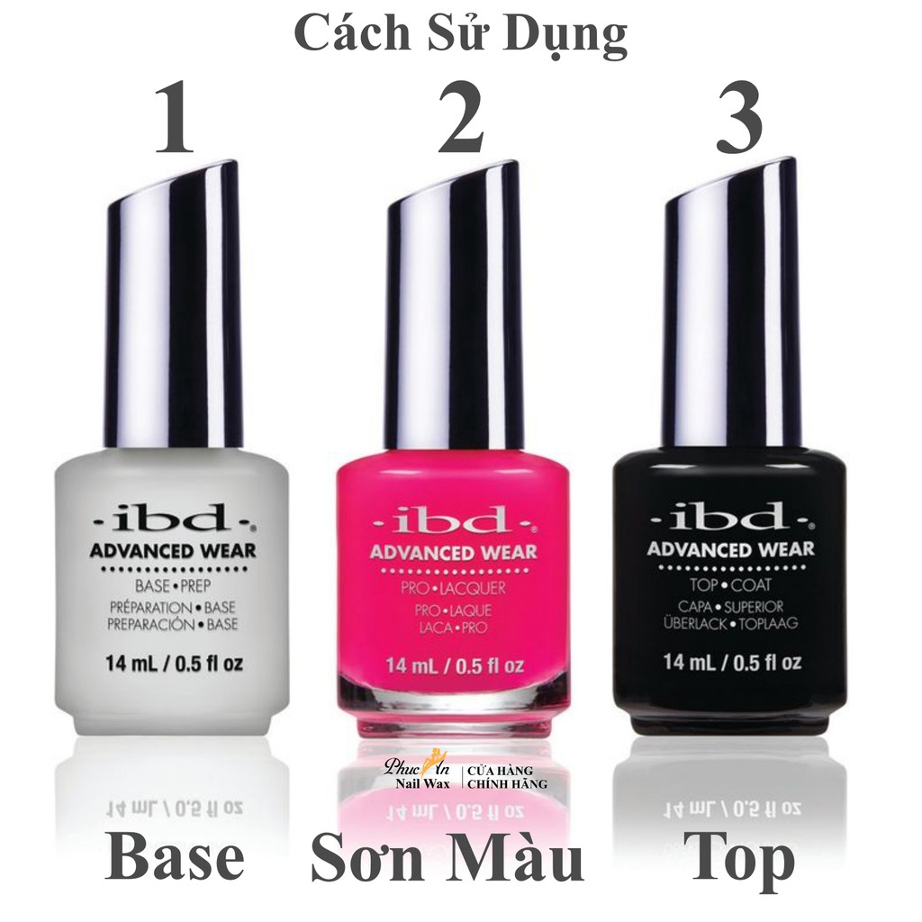 Sơn Bóng Base Top ibd Như Sơn Gel Không Cần Hơ Đèn LED , Chính Hãng USA , Phúc An Nail Wax