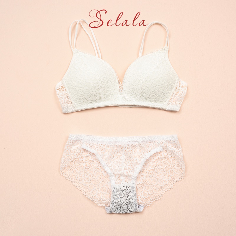 Bộ Đồ Lót Nữ Ren Selala Nâng Ngực Tự Nhiên, Mềm Mỏng Siêu Nhẹ SET01