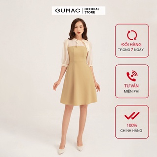 Đầm ôm nữ gumac tay dài phối nơ cổ, thiết kế sang trọng màu db1145