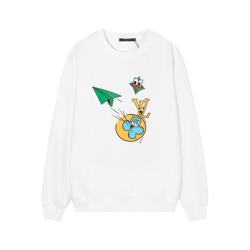 L &amp; V Áo sweater Cổ Tròn In logo Máy Bay Hoạt Hình Vui Nhộn Sáng Tạo Giản Dị Thoải Mái