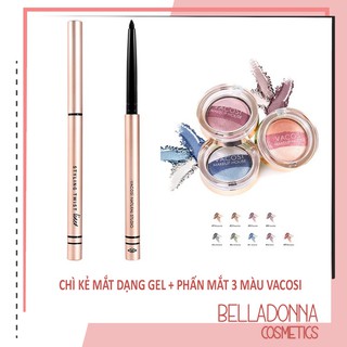 Combo Phấn mắt phối 3 màu Vacosi Eyeshadow 5g + Chì kẻ mắt dạng gel Vacosi Vacosi Styling Styling Twist Liner
