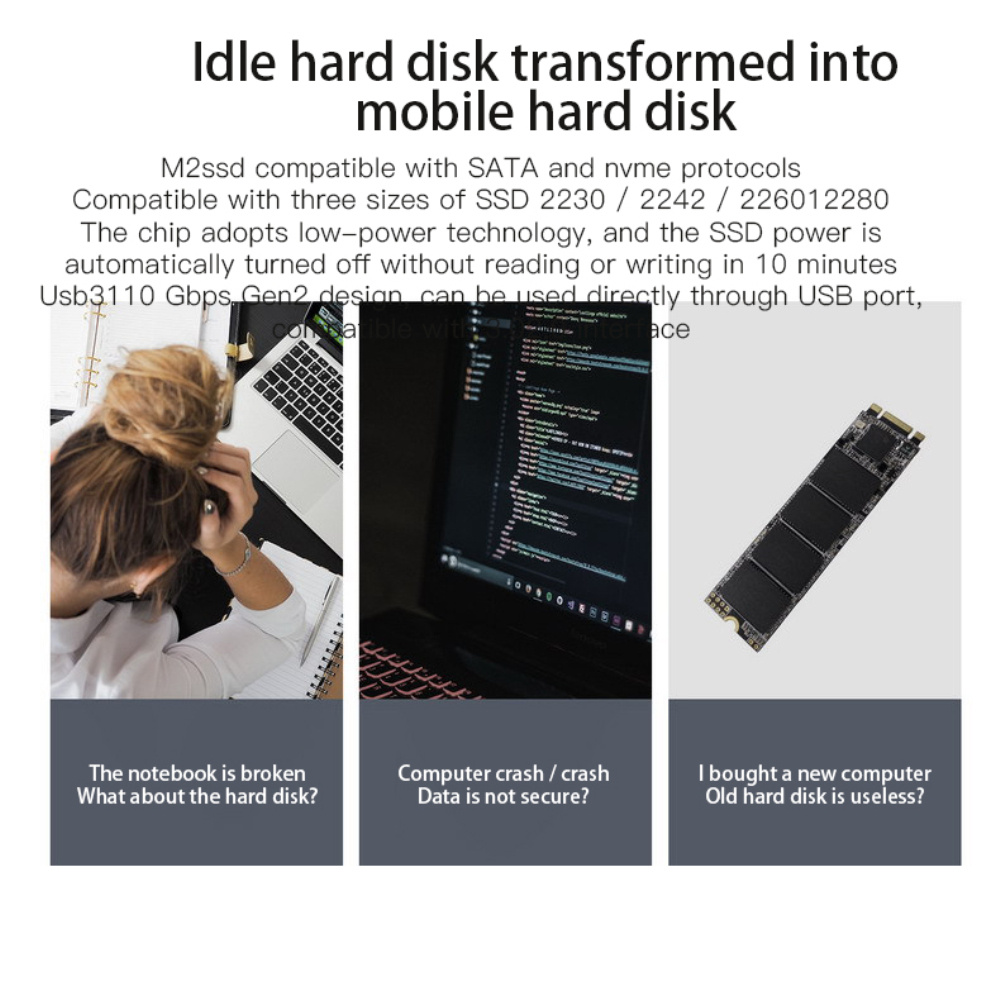 Hộp Đựng Ổ Cứng Chuyển Đổi Usb3.1 Sang Nvme Sata Dual Protocol M.2 Ngff Protocol Sang A Port Ruiyu Rtl9210B (Reeu) | BigBuy360 - bigbuy360.vn