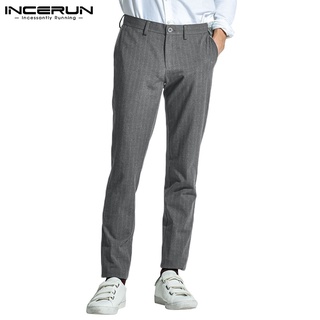  Quần Tây Incerun Ống Đứng Dáng Ôm Phối Họa Tiết Kẻ Sọc Phong Cách Nhật Bản Thời Trang Cho Nam 