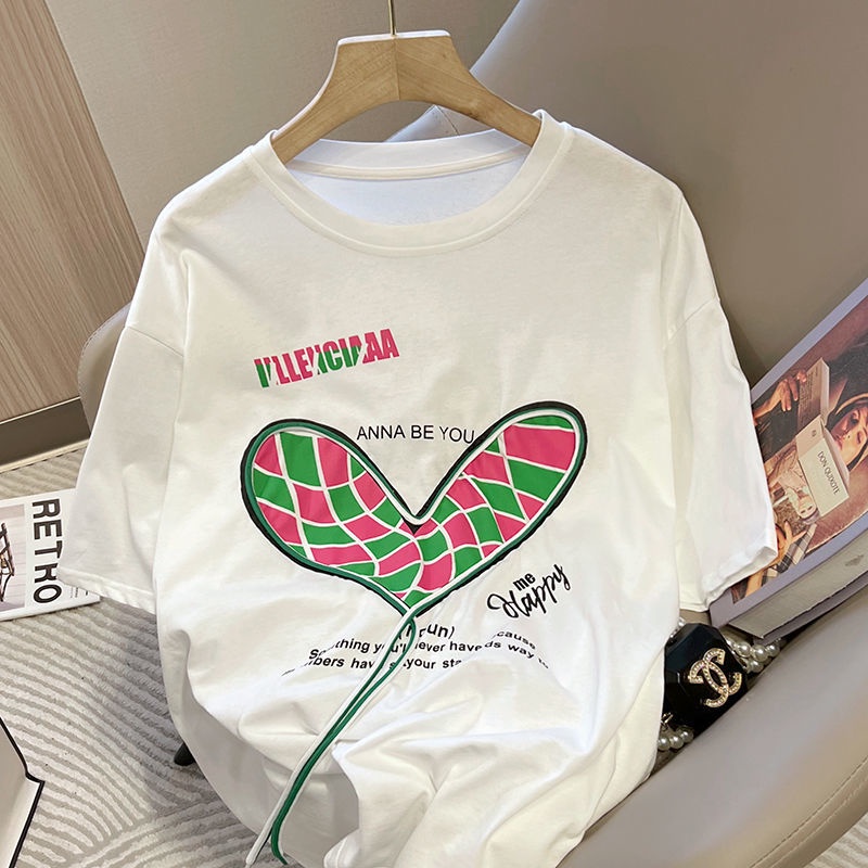 (MớI) Áo Thun NgắN Tay In HọA TiếT Đơn GiảN Cho Nữ