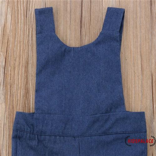 Jumpsuit 2 Dây Ống Rộng Đáng Yêu Cho Bé Gái