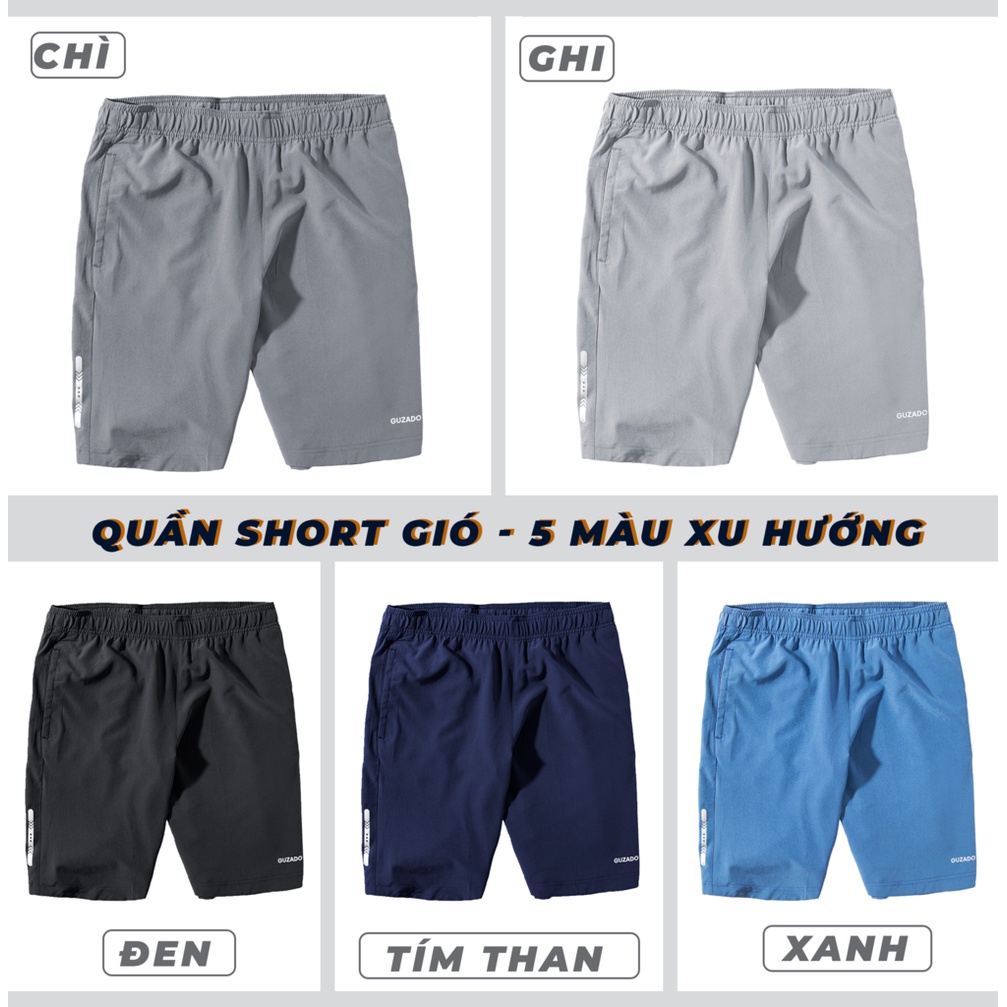 Quần short nam trơn Guzado(có BigSize) Chất Gió Cao Cấp,Mềm Mịn,Co Giãn 4 Chiều,Vận Động Thể Thao Thoải Mái QSG22011.HN