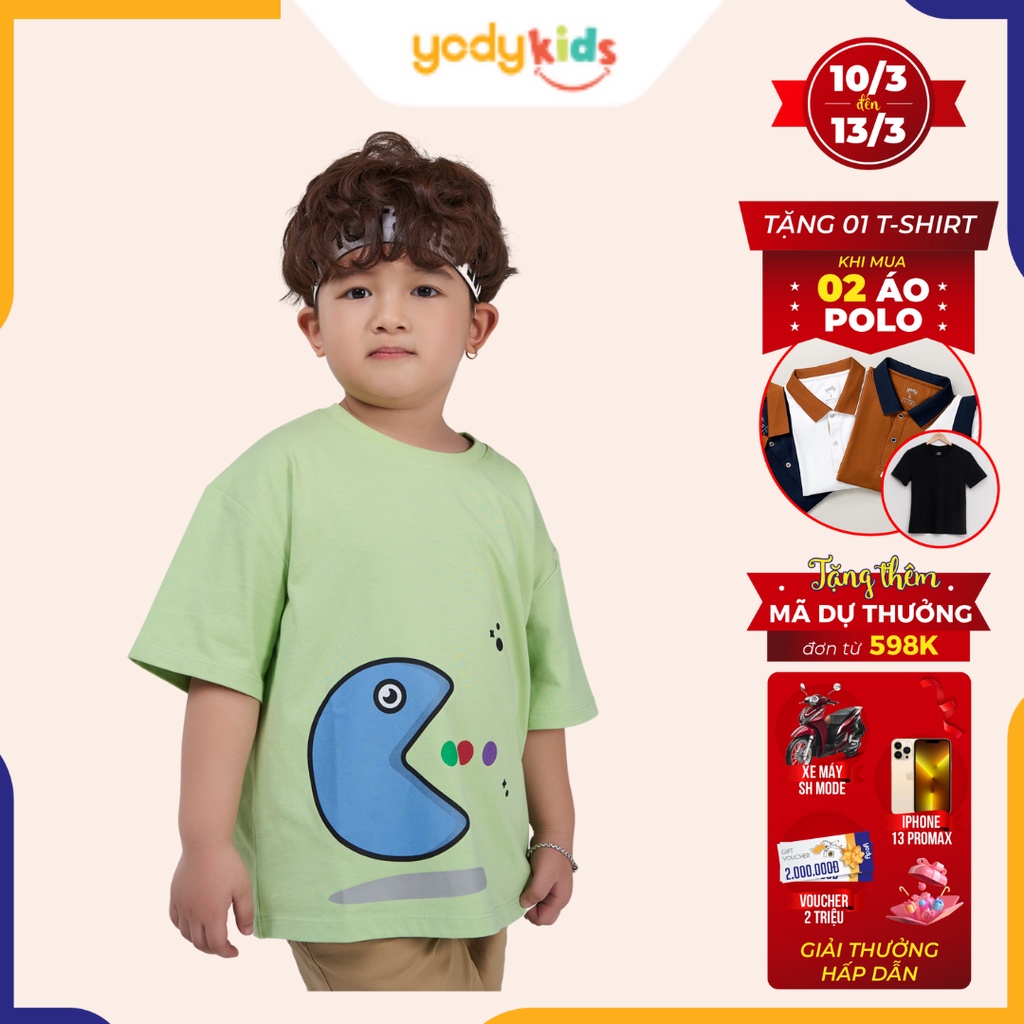 Áo T-shirt cho bé YODY vải cotton, thun tay lỡ in hình dễ thương TSK5205