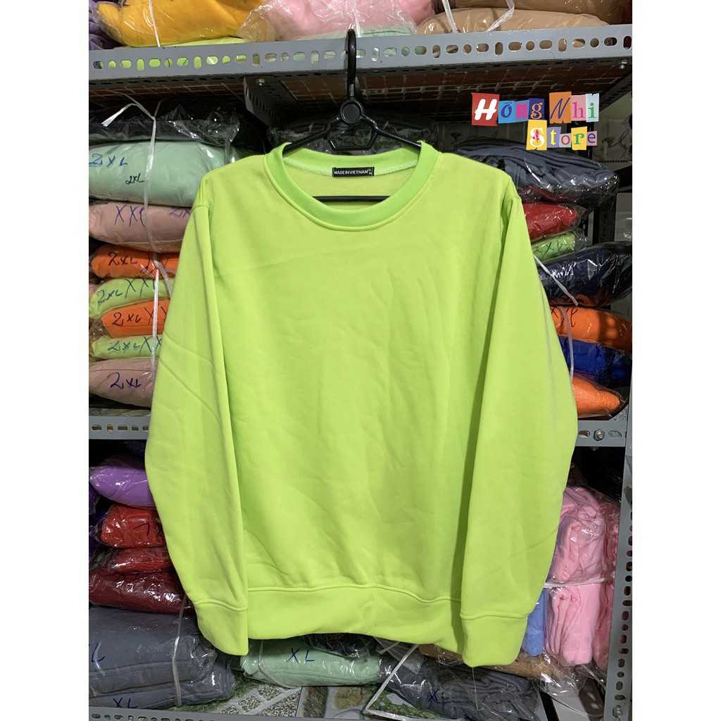 Áo Sweater Trơn Ulzzang Unisex Màu Xanh Dạ Quang Chất Nỉ Bông Cao Cấp Dáng Rộng Nam Nữ - MM | BigBuy360 - bigbuy360.vn