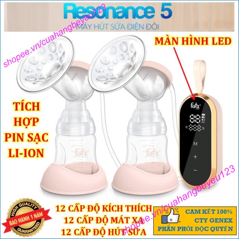 (BH 12TH) Máy hút sữa điện đôi Fatzbaby - Resonance 5 có pin sạc Fatz FB1180VN, FB1180VNH