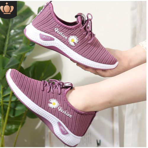 Giày Thể Thao Nữ Họa Tiết 4 Sọc Chất Liệu Vải Thoáng Khí Đế Cao Su Mềm Êm Chân Cực Tôn Dáng Thời Trang LAGADO