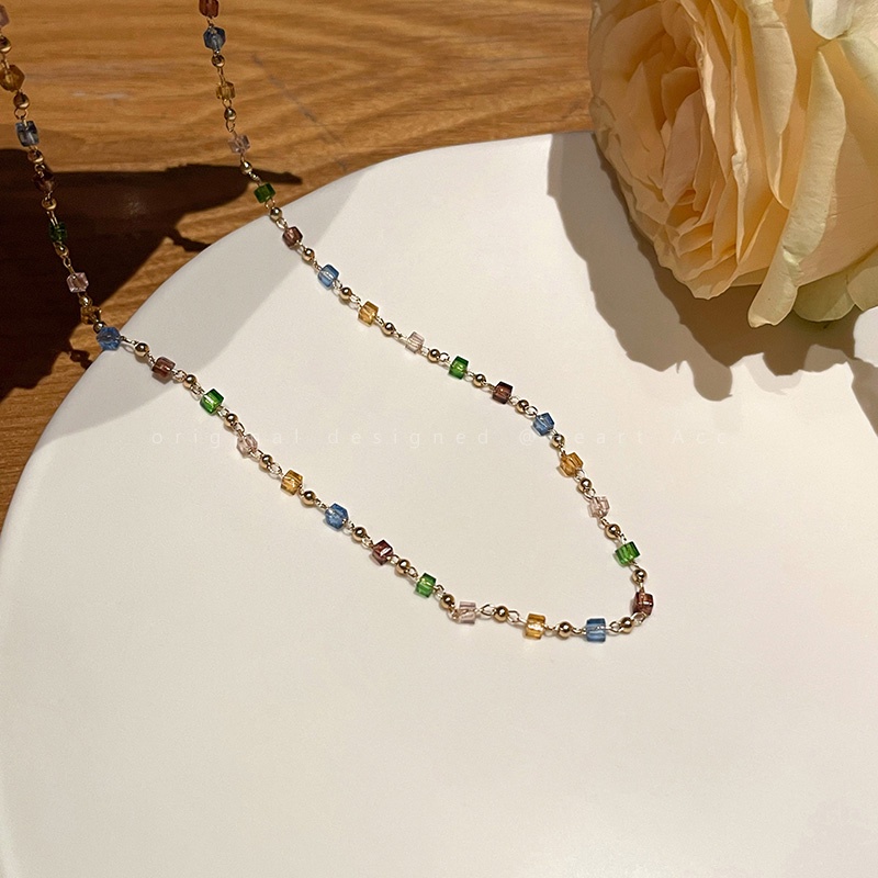 Dây Chuyền Chuỗi Hạt Nhiều Màu Thanh Lịch Phong Cách Hàn Quốc