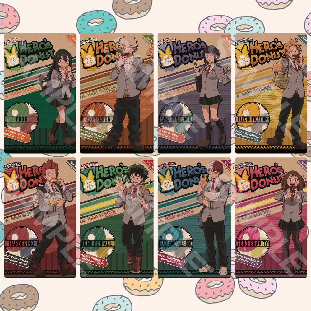 Ảnh card bo góc in hình BOKU NO HERO ACADEMIA Bánh Vòng ver DONUT Học Viện Anh Hùng thẻ bo viền 5*8cm #