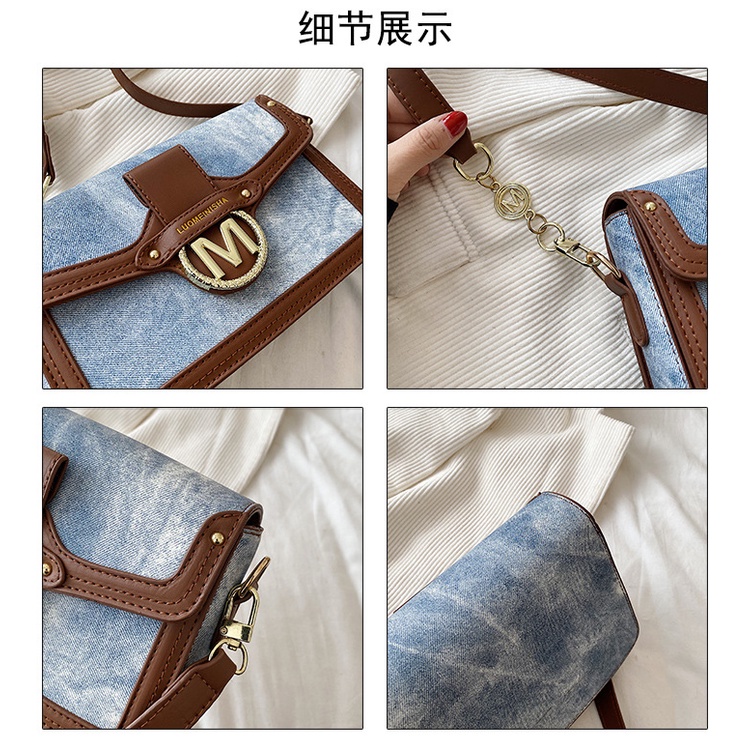 Túi Xách JASMIN NOIR Đeo Chéo Chất Liệu Da PU Và Denim Thời Trang Cho Nữ