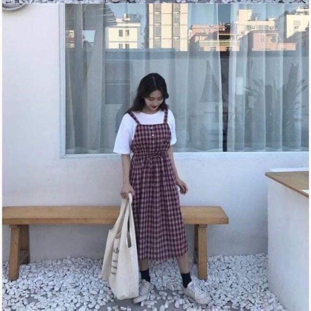 Yếm Váy Kẻ Caro Rút Eo Dễ Thương Ulzzang Hàn Quốc | BigBuy360 - bigbuy360.vn